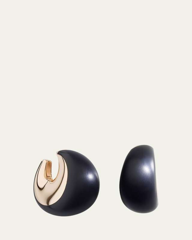 Pirouette 18K Rose Gold Ebony Wood Clip Earrings